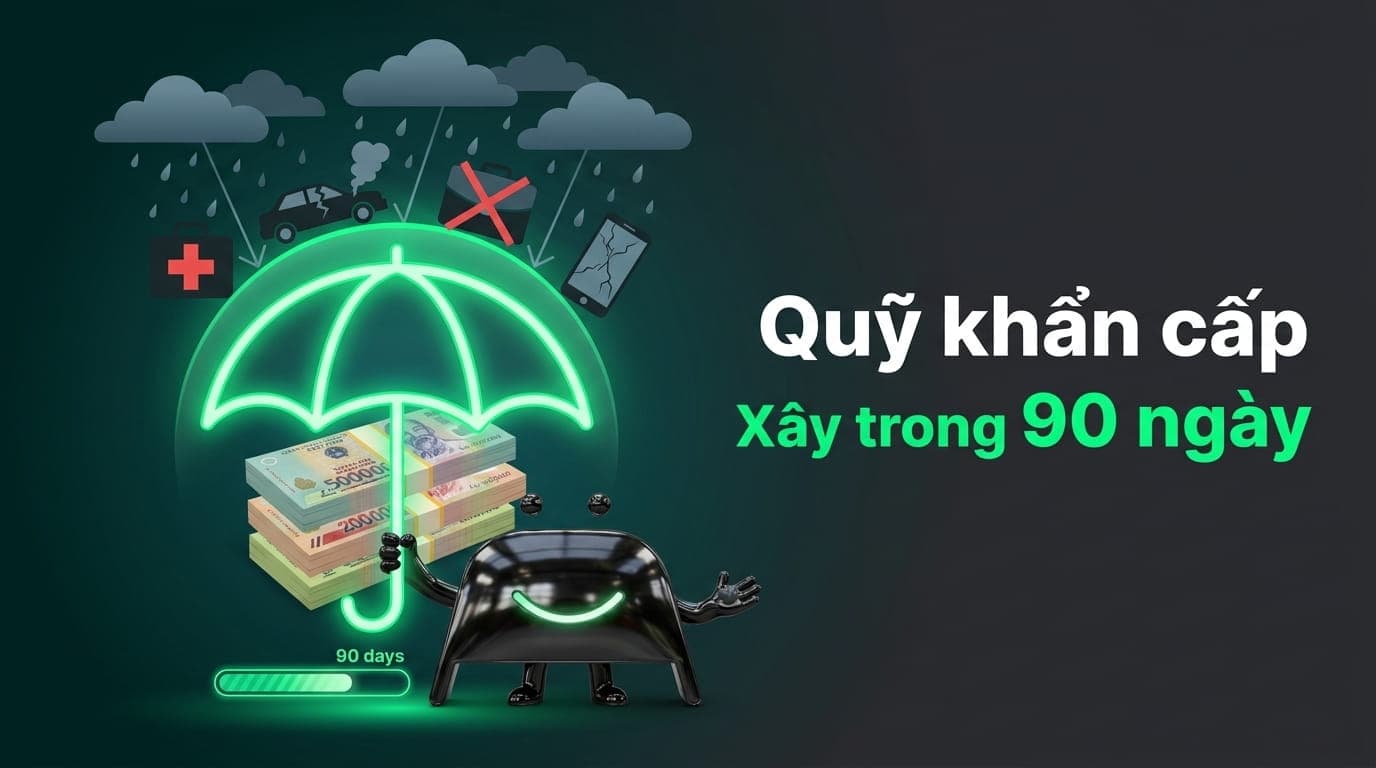 Minh hoạ ô dù che cho quỹ khẩn cấp — xây trong 90 ngày
