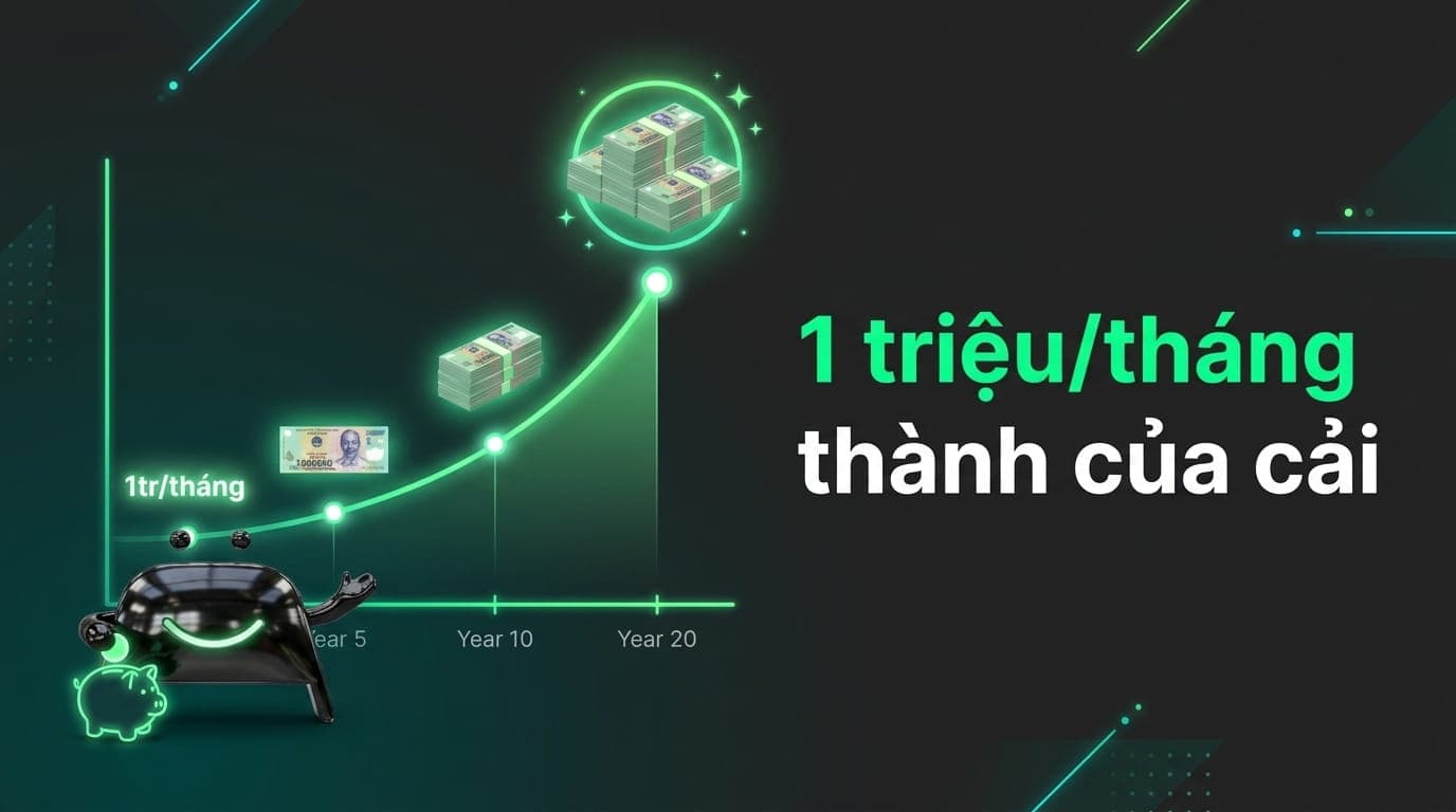 Đồ thị thời gian — một triệu mỗi tháng và sức mạnh tích luỹ dài hạn