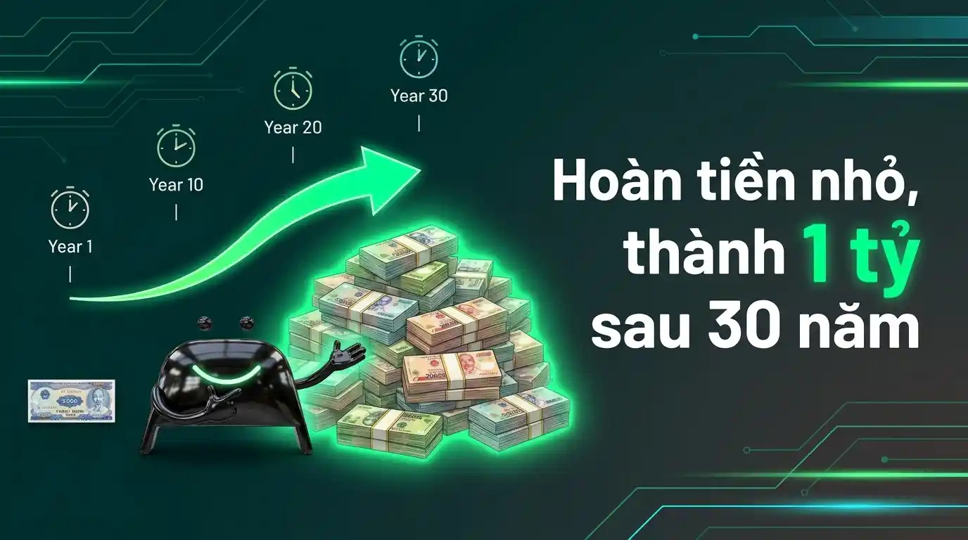 Biến CashToBack thành tài sản đầu tư — compound interest 30 năm