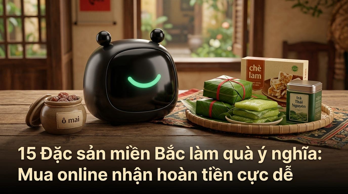 Mâm quà đặc sản miền Bắc truyền thống như ô mai, chè lam, bánh cốm được bày biện đẹp mắt trên nền gỗ, phong cách ấm cúng đậm chất Việt Nam.