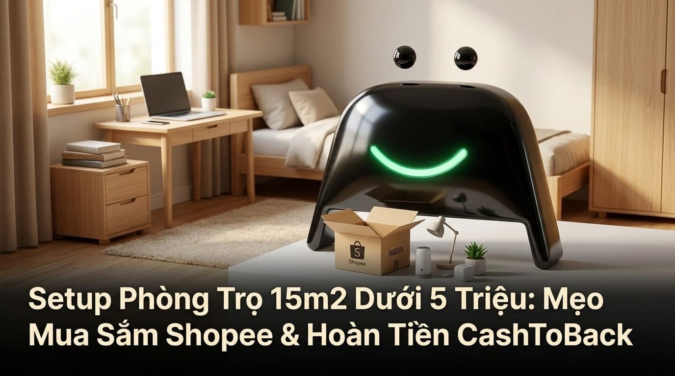 Sinh viên setup phòng trọ 15m2 đầy đủ tiện nghi, mua sắm đồ nội thất thông minh trên Shopee và nhận hoàn tiền qua ứng dụng CashToBack